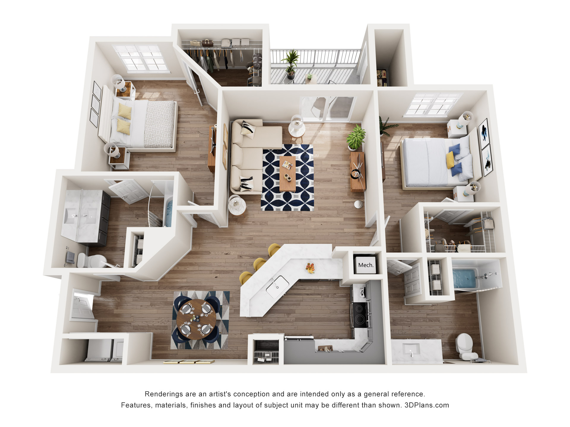 2 Bedroom, 2 Bathroom Gold Image